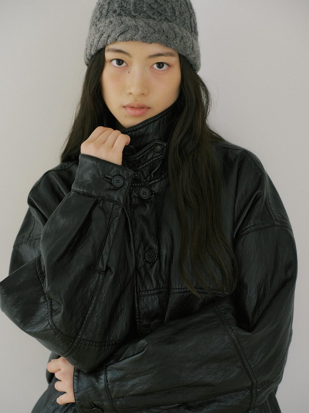 소프트 레더 블루종 - 블랙