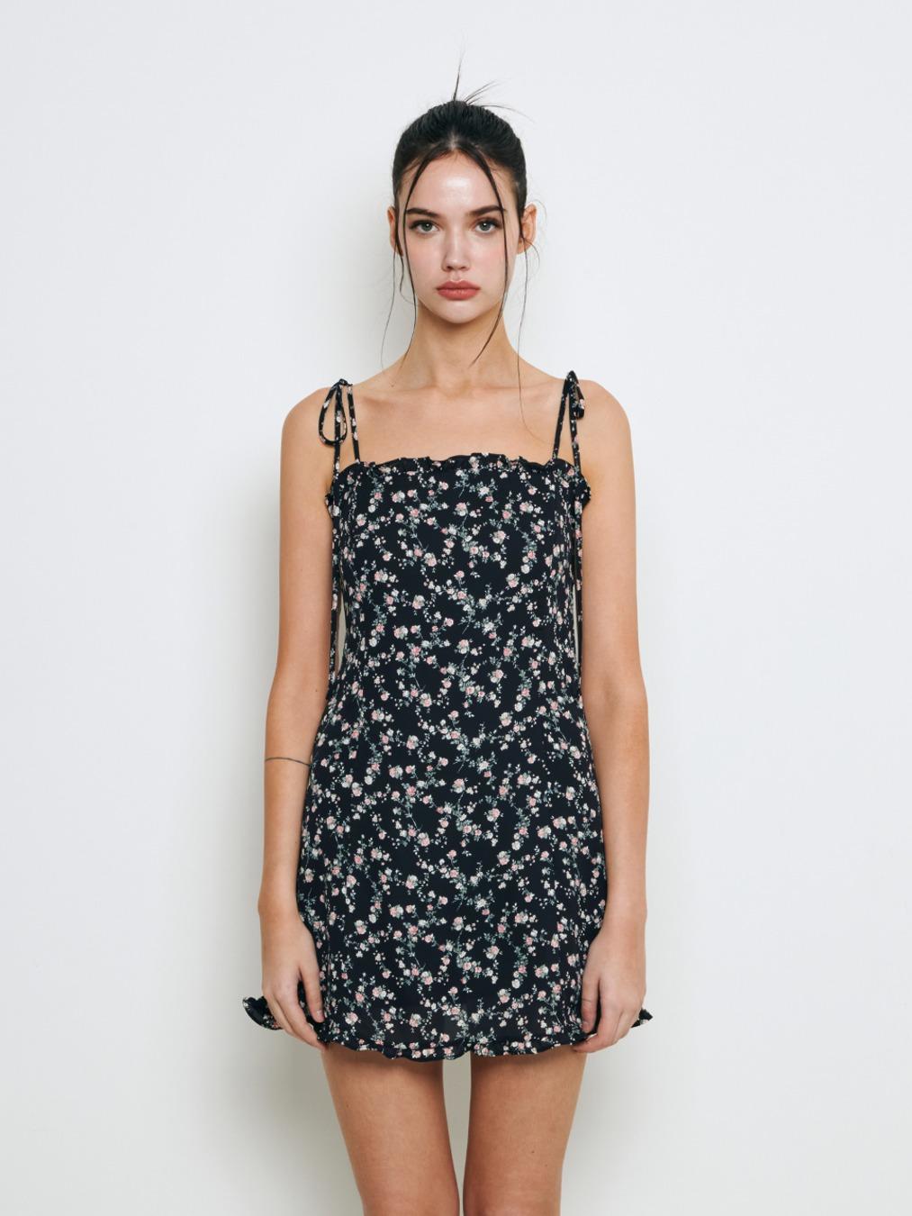 Frill mini dress (Black)