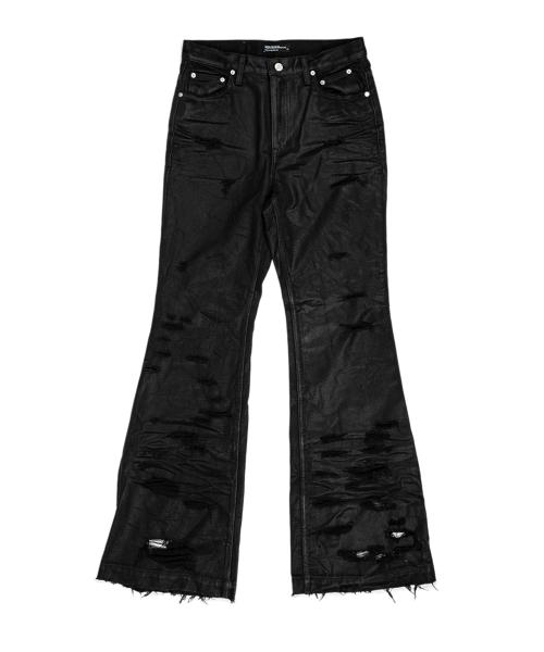 `RAVAGE` Flared Denim - Coated Black
