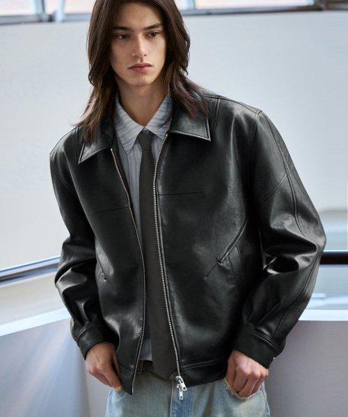인시전 레더 블루종 자켓 [BLACK]