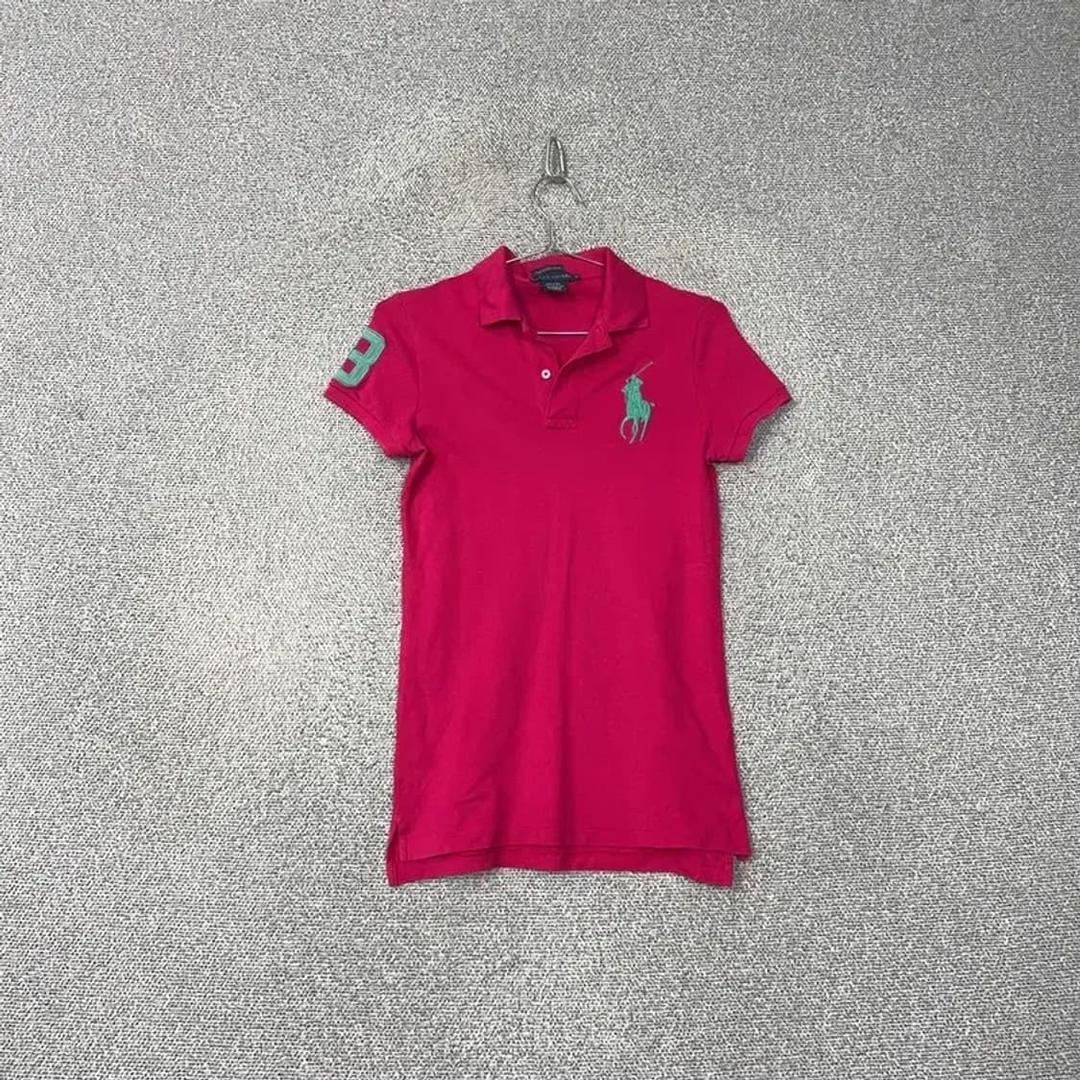 폴로 스키니핏 핫핑크 반팔 카라티 S | 후루츠패밀리
