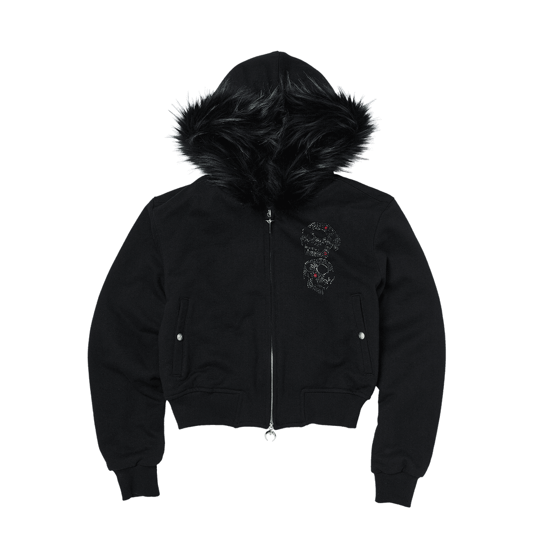 TC Angels Crystal Embellished Hooded Zip-Up