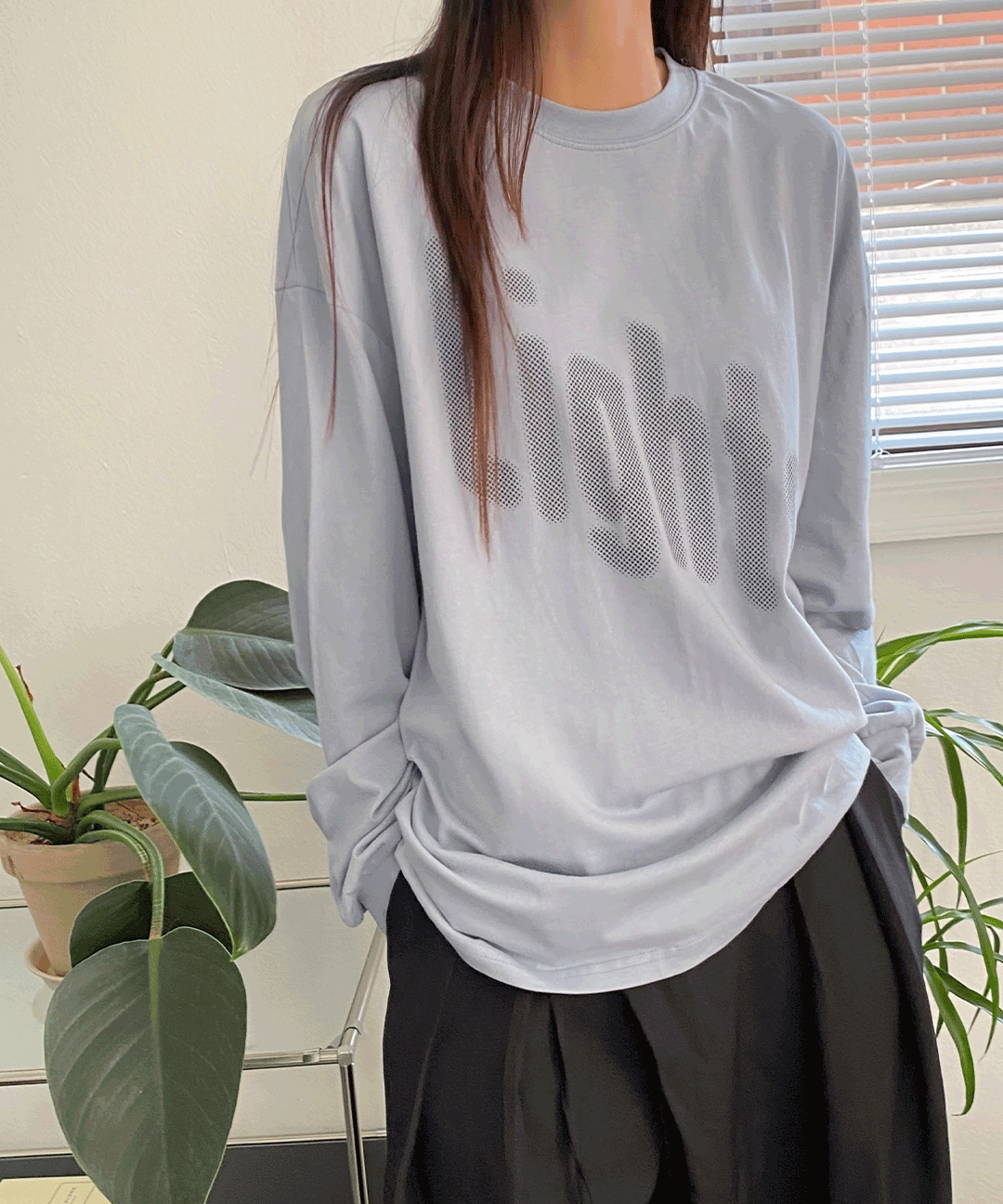 프레인 영문 프린팅 긴팔 롱 슬리브