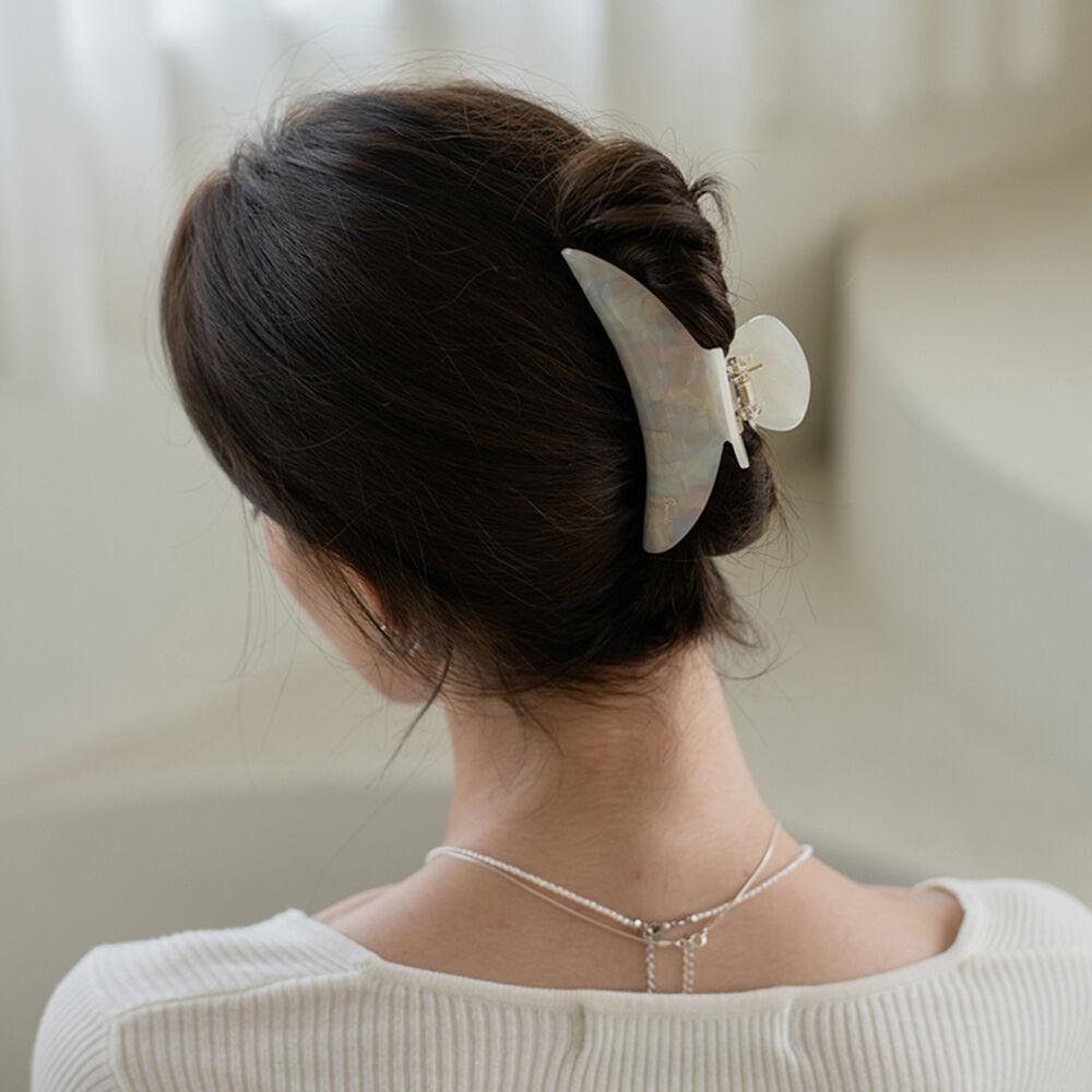 Crescent Hair Claw Clip (Moonlit White)
