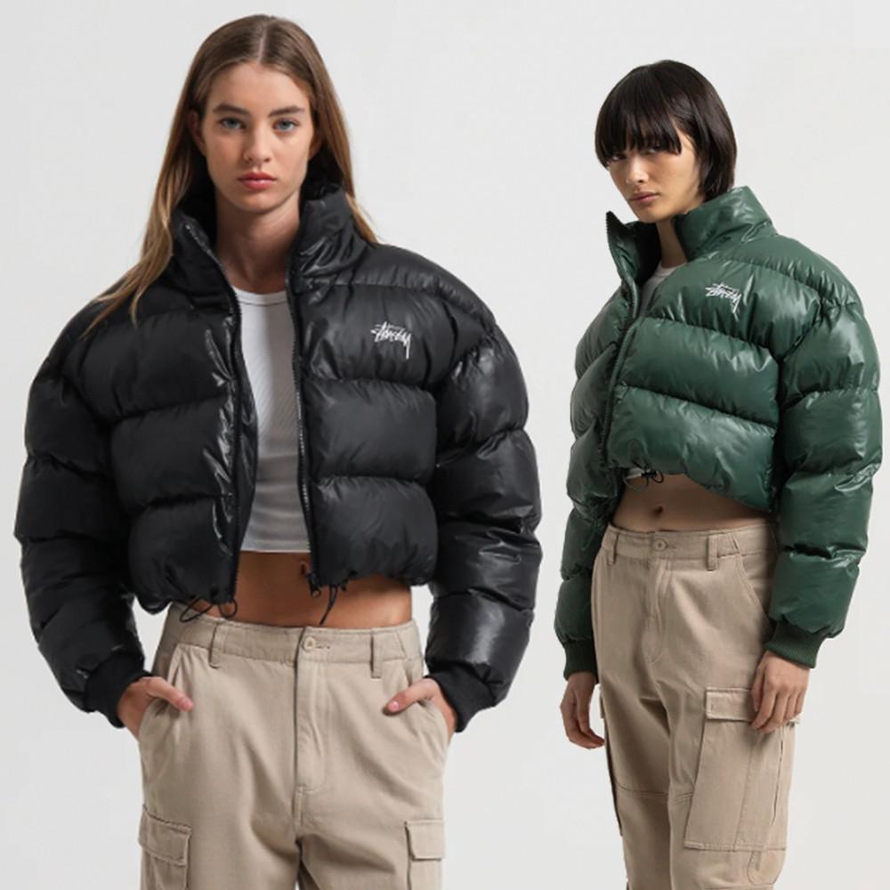 스투시 숏패딩 스톡 푸퍼 크롭 자켓 블랙 그린 여성용