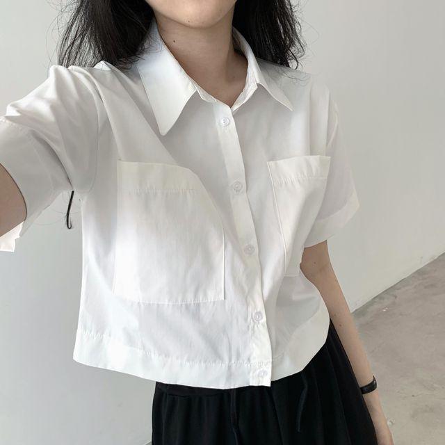 틴트 루즈핏 포켓 크롭 셔츠 (3color)_인더모어