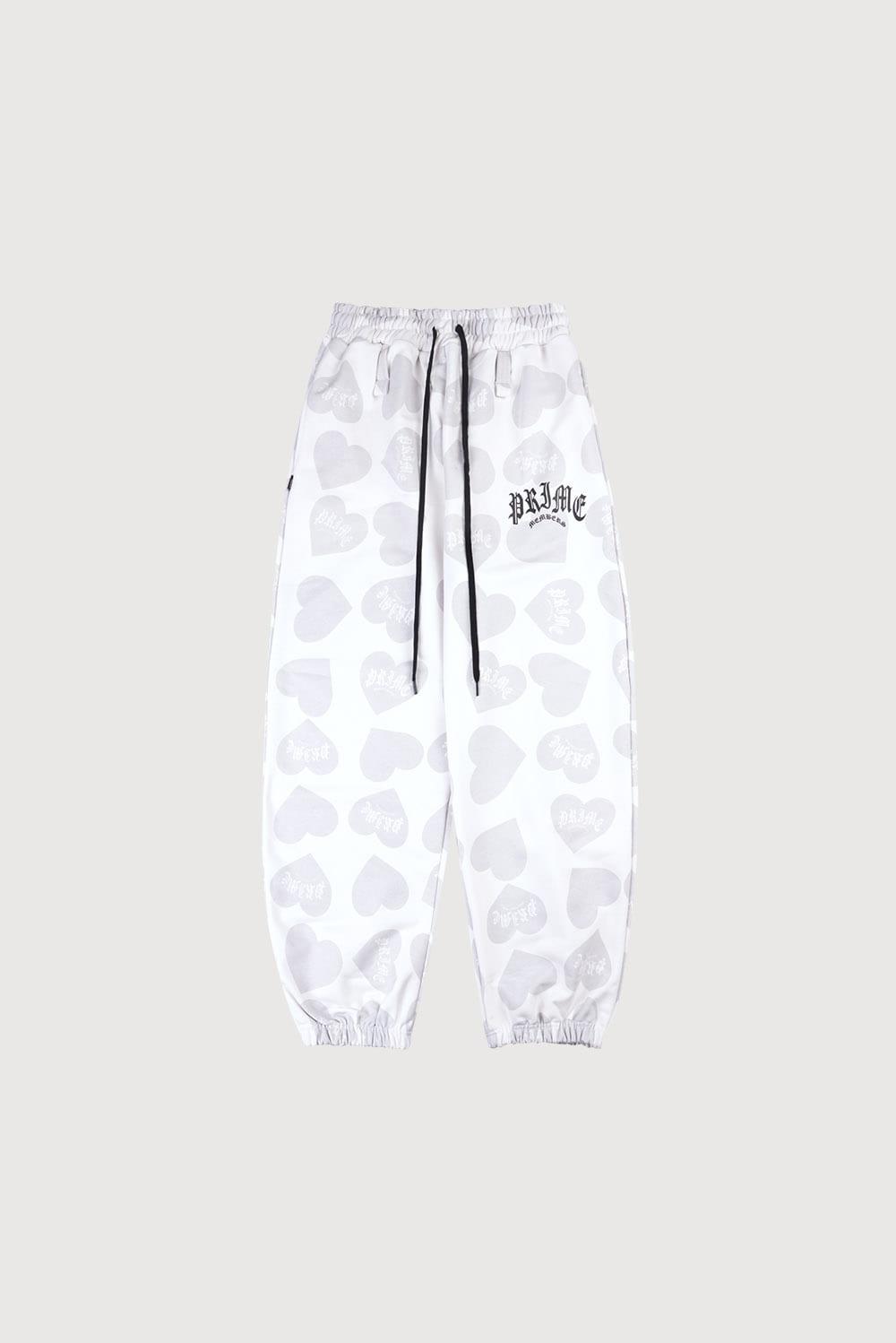 Prime Heart Wide Joggers White