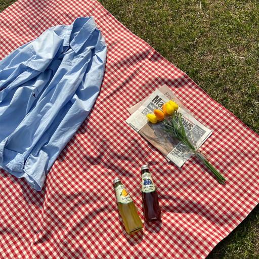 멜란지 순면 체크 피크닉매트 4color 감성 파우치