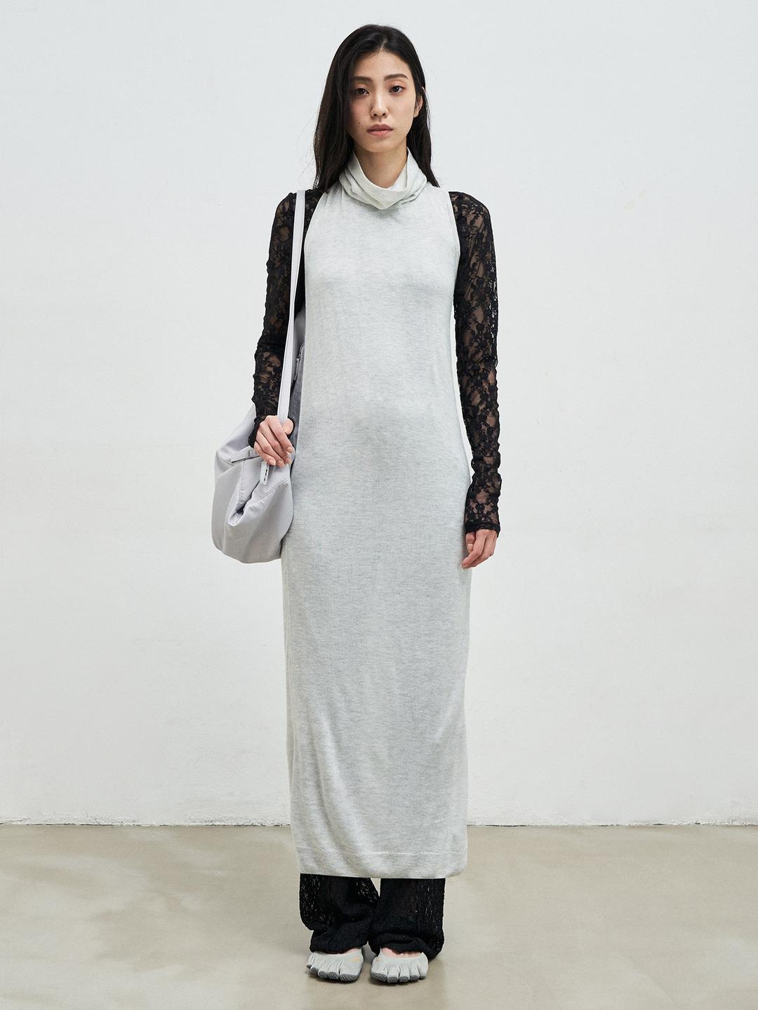 Twisted Back Knit Dress - Grey