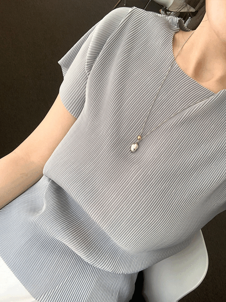 리모 플리츠 링클 반팔티셔츠 (3color)