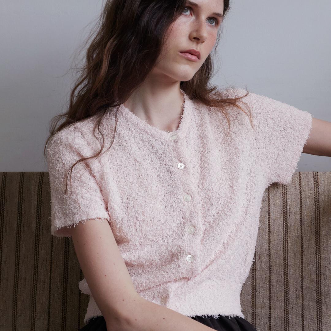 Tail half cardigan (pink)