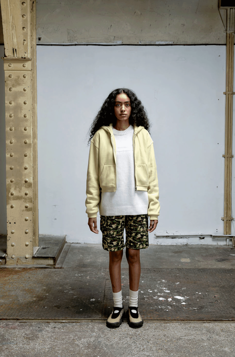 Oversized Sweat Hoodie Zip-Up Yellow