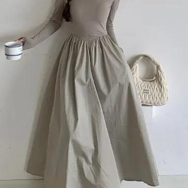 스퀘어 슬리밍 롱 원피스