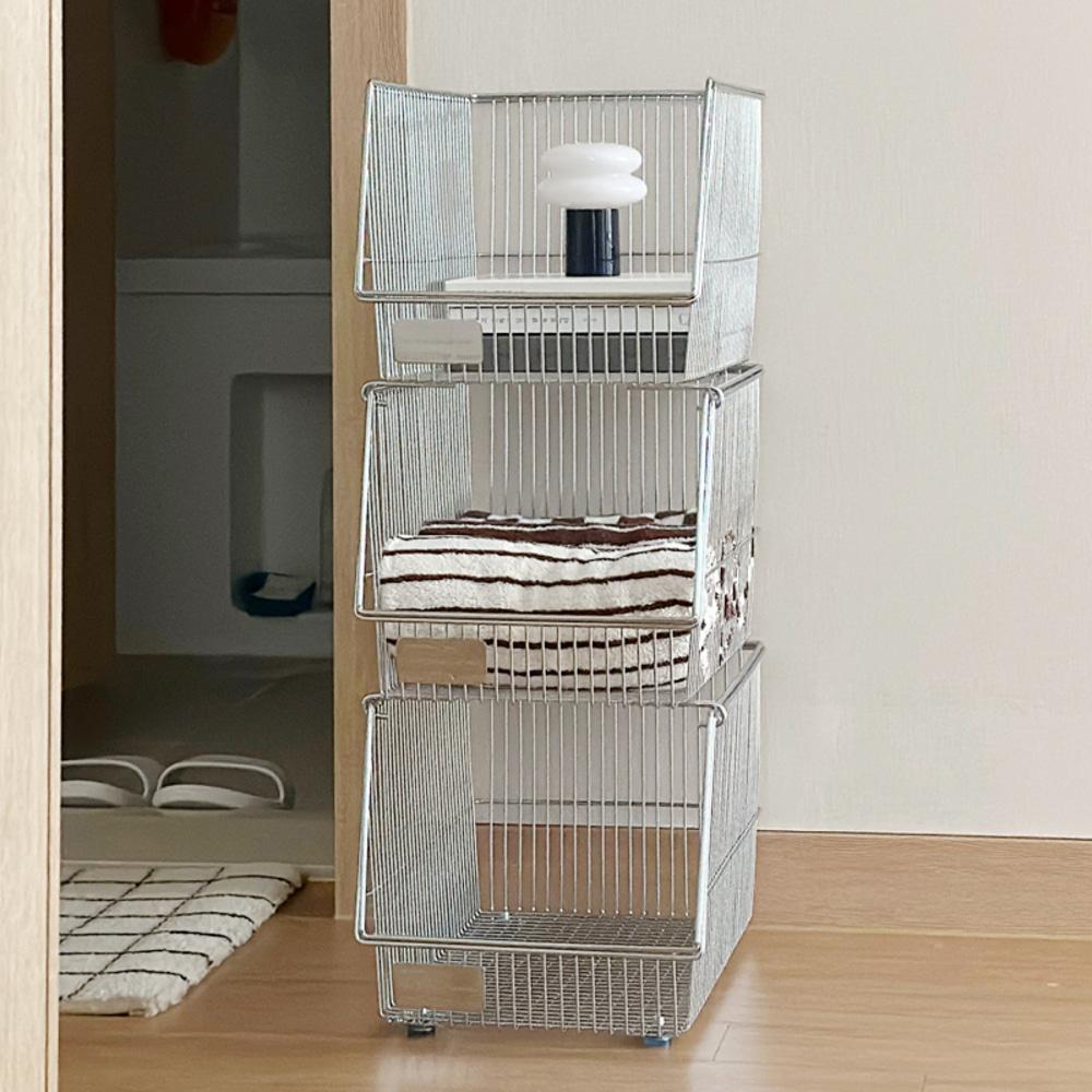 철제 바구니 3단 적층형 스텐 주방 욕실 다용도 소품정리 수납함