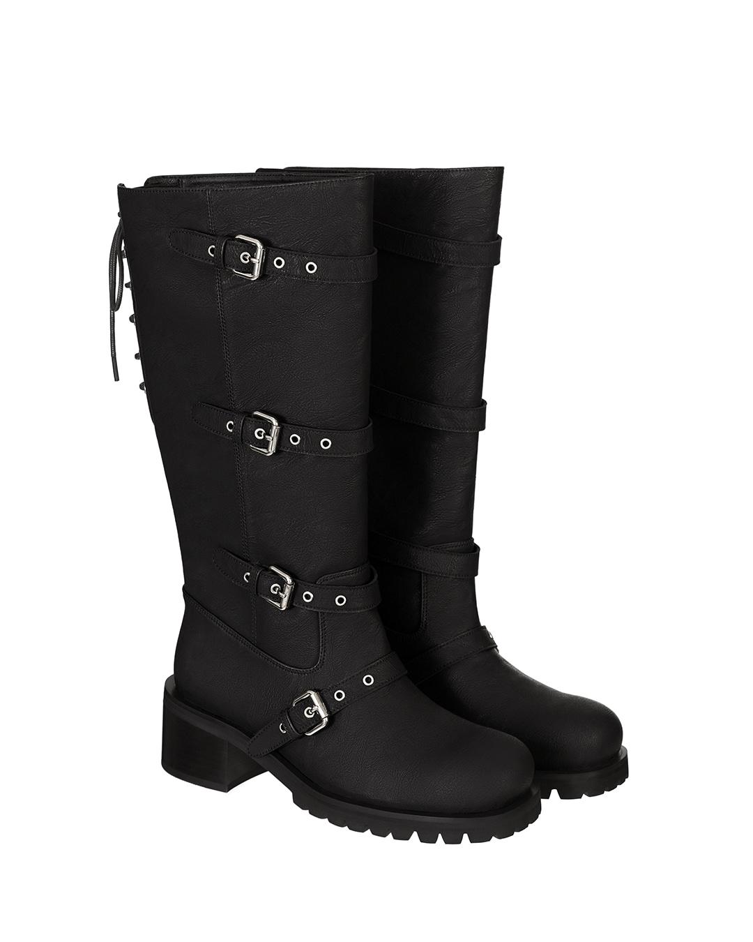 Buckle Tied Long Boots · 버클 타이드 롱 부츠 / 블랙