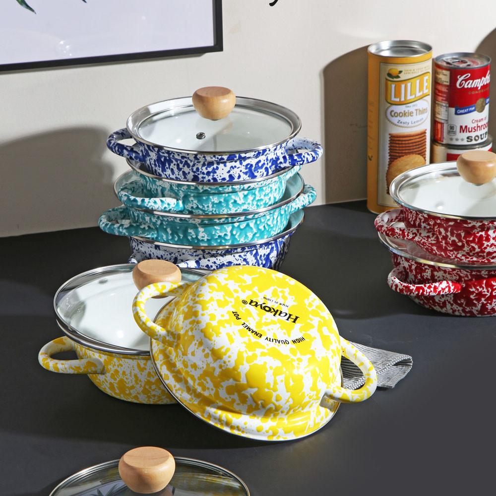 하코야 마블 법랑 냄비 19cm 인덕션 양수냄비