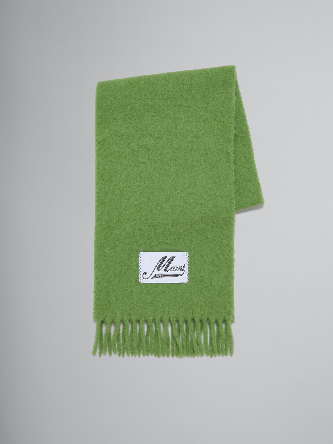 프린지 장식 그린 브러쉬드 알파카 스카프