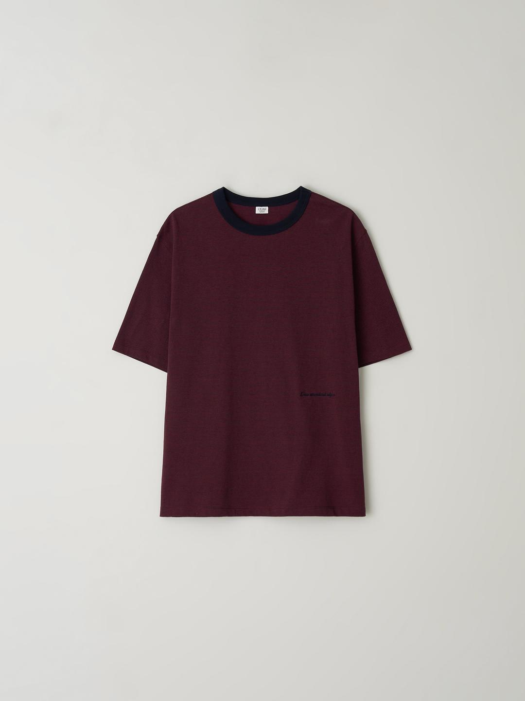 [2nd] Tone stripe t-shirt_burgundy