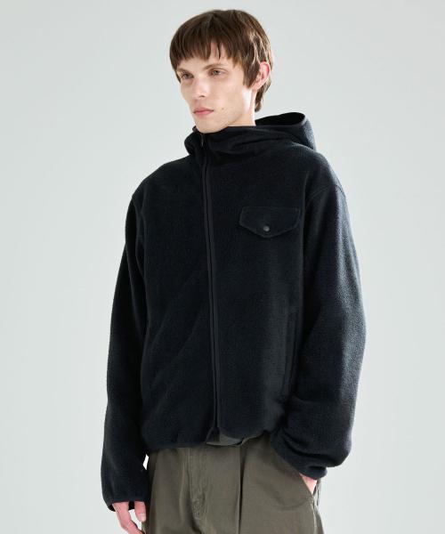 플리스 후디 집업 자켓 블랙