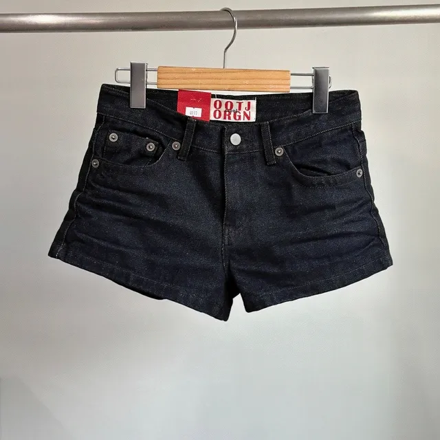 [2/24순차출고/OOTJ🖤AUREVOIR] BLACK DENIM SHORT PANTS 블랙 데님 숏팬츠 로우라이즈