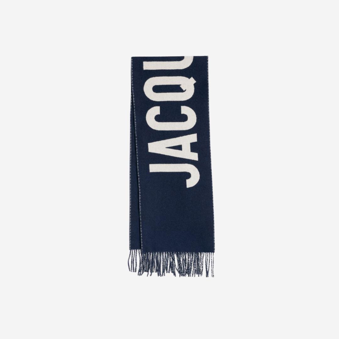 Jacquemus Lecharpe Fringe Logo Scarf Navy