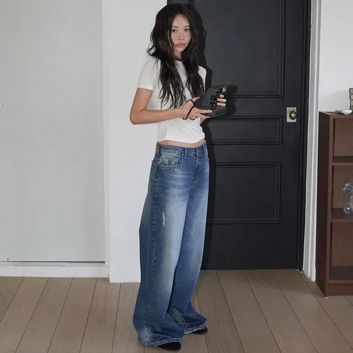 spark wide vintage denim jeans
