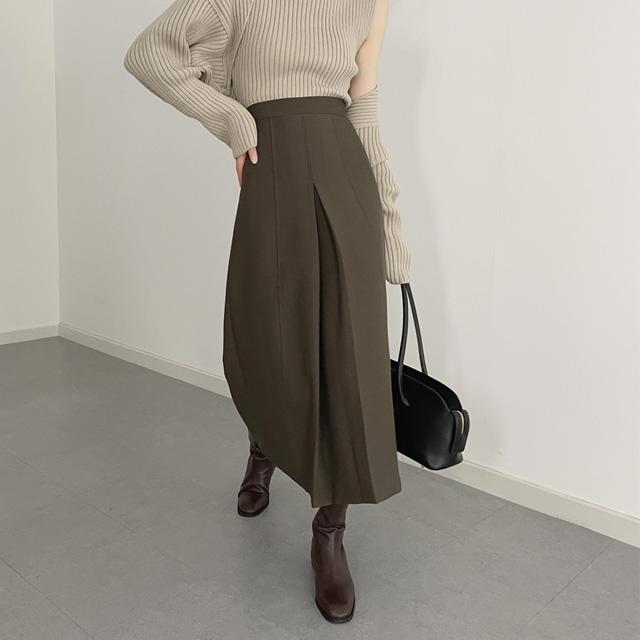 로맨틱 A라인 앞트임 밴딩 롱 스커트 [3color]
