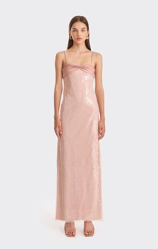 Swan Slip Maxi Dress (Sequin) - XXS / Dusty Pink