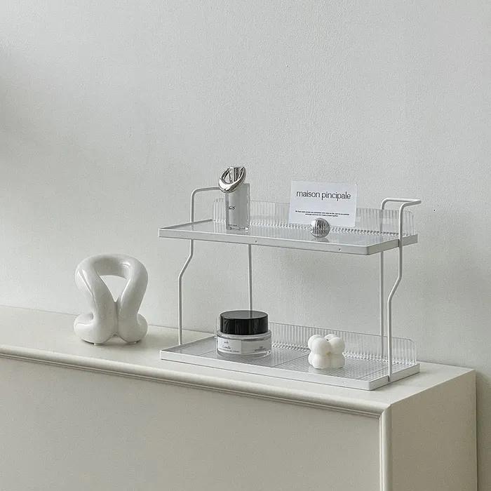 플리츠 2단 미니 선반 주방 테이블 소품 정리대