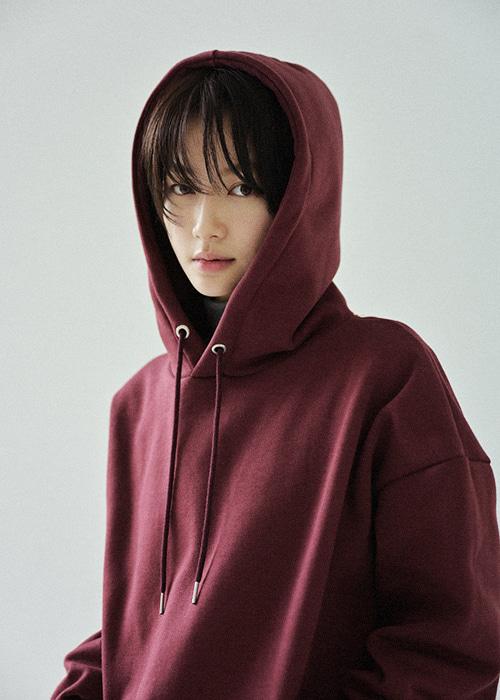 [기모] 베이직 후드티 / burgundy
