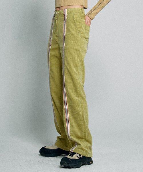 Taped Corduroy Beach Pants Lime