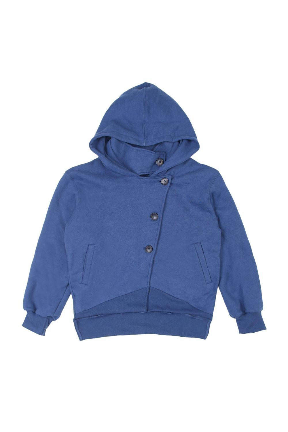 HIGH NECK HOOD ZIP UP BLUE