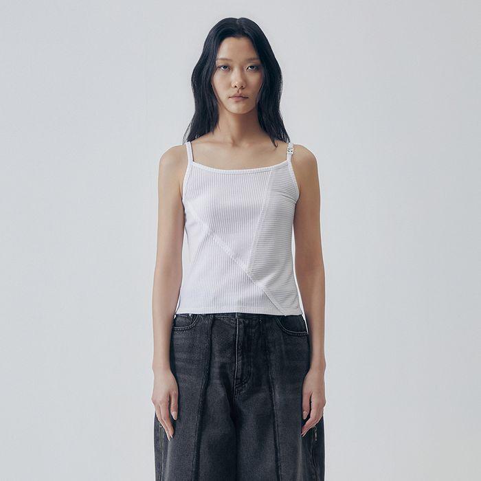 Panel-Cut Sleeveless Top [ White ]