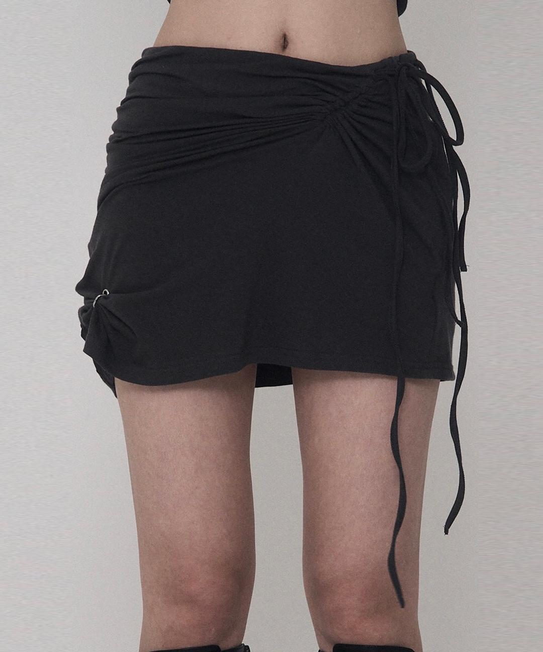 Piercing Drape Set-Up Skirt  (charcoal)