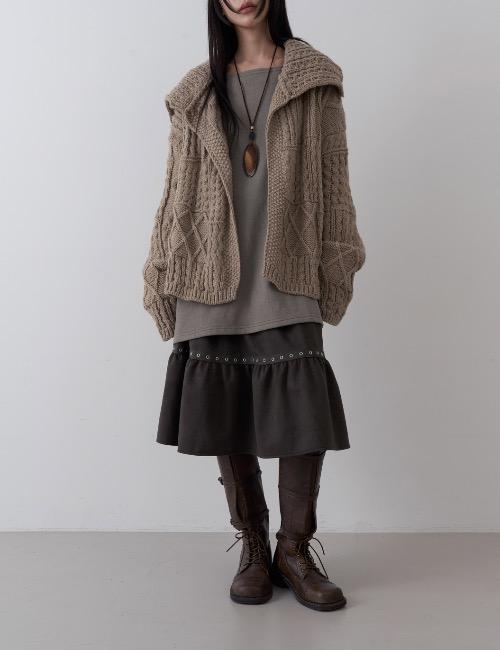 wool high neck knit jacket