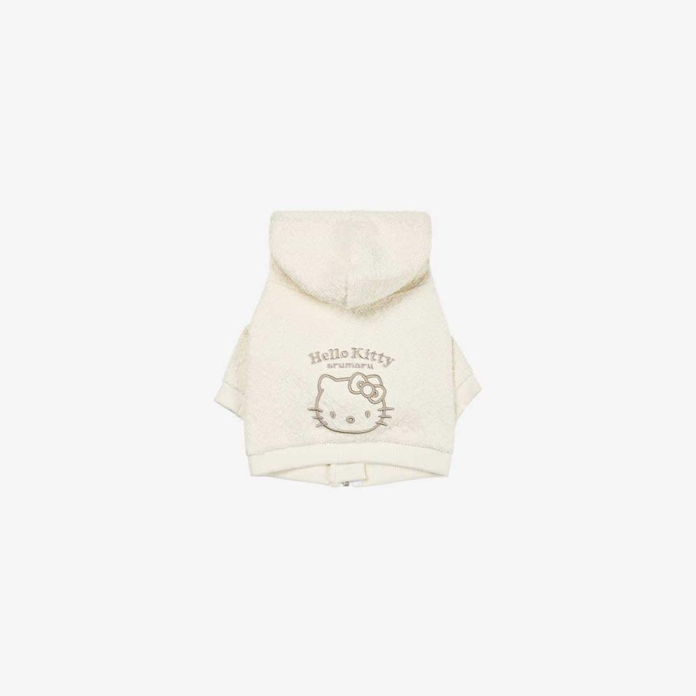 헬로키티x아루마루 펫 크롭 후드 집업 자켓_아이보리 (HELLO KITTY X ARUMARU PET CROPPED HOODIE ZIP JACKET_IVORY)