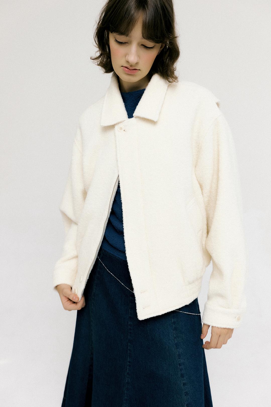 Polished Wool Blouson_Ivory