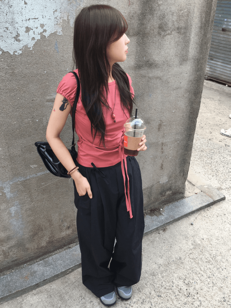 퍼프 스트랩 반팔티 (3color)