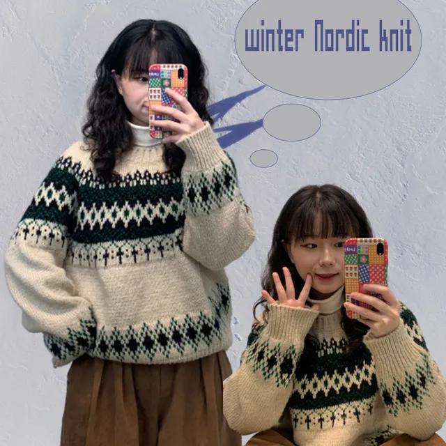 데일리 겨울 노르딕 니트 3컬러