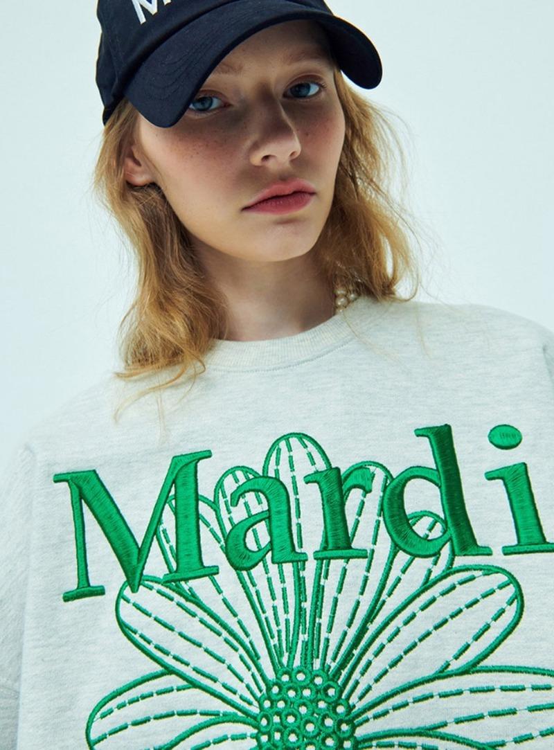 SWEATSHIRT FLOWERMARDI NEEDLEWORK_OATMEAL GREEN