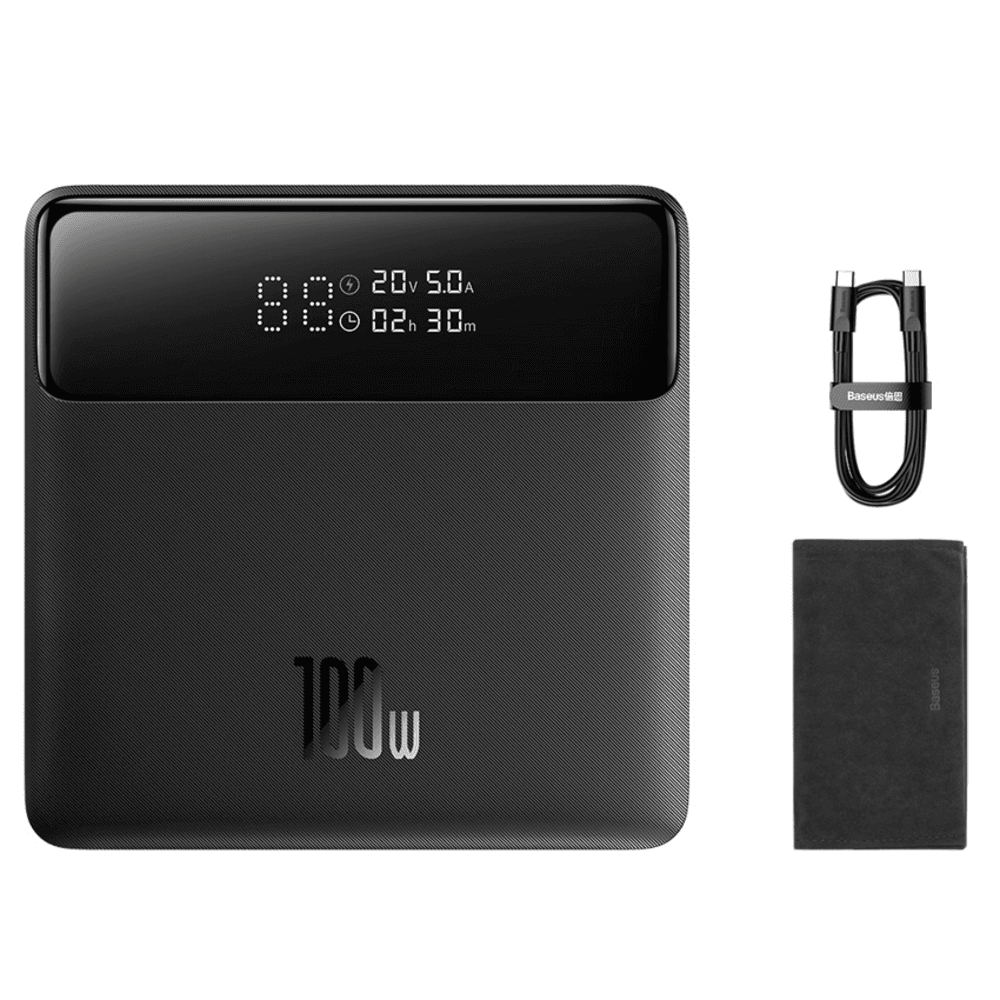 베이스어스 블레이드 2세대 100W 20000mAh HD 에디션 슬림 노트북 고출력 LED 디스플레이 보조배터리 + C to C 100W 초고속충전 케이블 50cm - 보조배터리 | 쿠팡