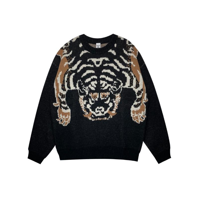 Tibet tiger Round Knit - Black