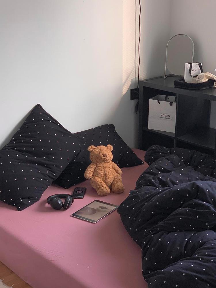 수심 Dot Creamy Bedding(4 color) 도트 이불 베개 세트 감성 침구