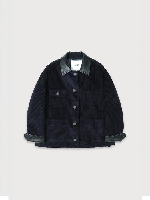 LA FETE Oversized coturoy work jacket_Velvet Navy