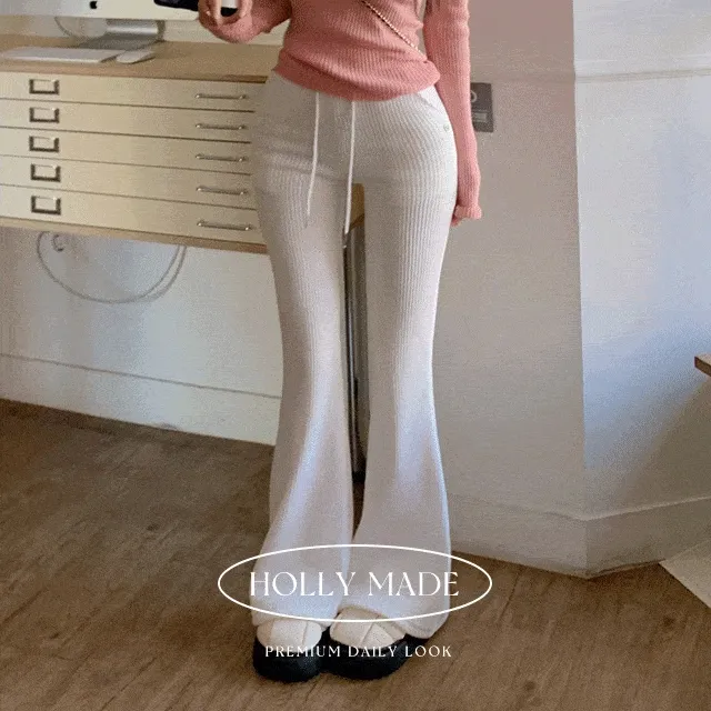 (2size,기본/롱)[봄까지*니트원단] made 퍼그 니트 슬림 부츠컷 팬츠