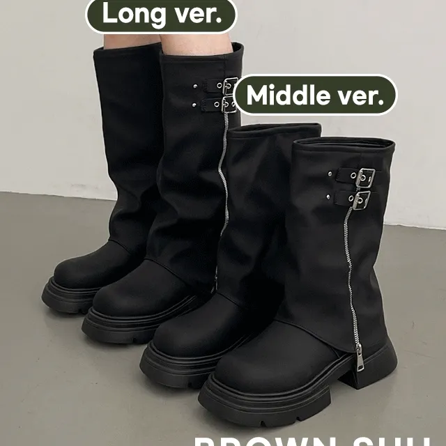❤당일배송❤ [~255까지/2타입] 케린 더블 버클 스트랩 레그워머 통굽 부츠