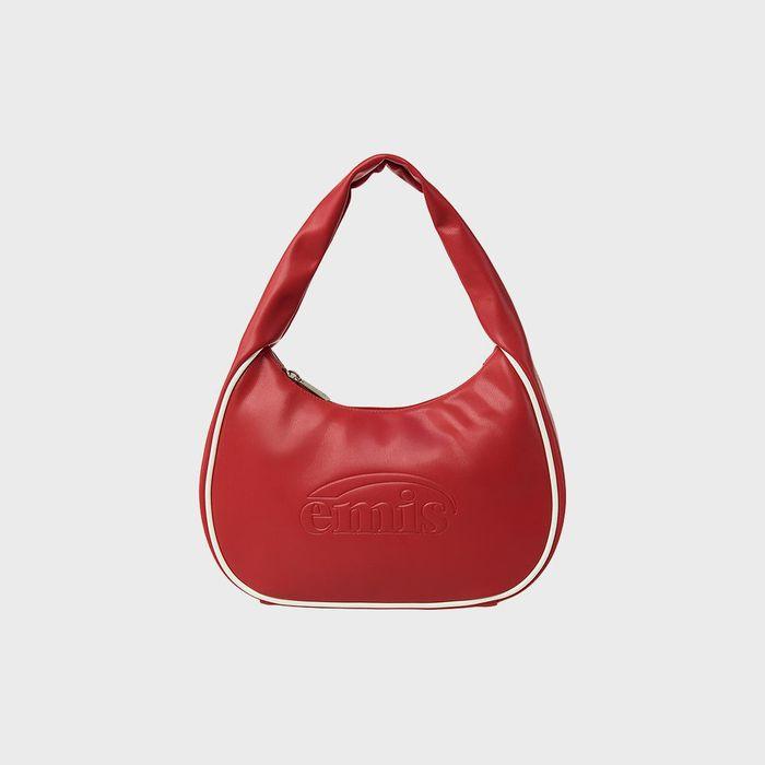 EMBOSSED LOGO HOBO BAG-RED