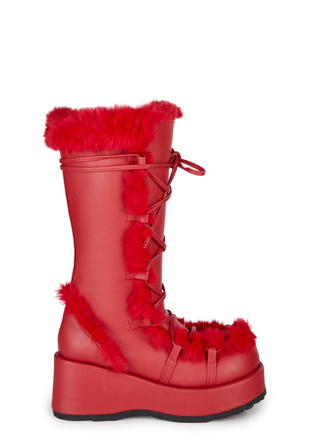 Pure Vigilance Low Platform Boots- Red - RED / US 6