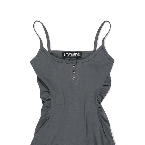 Metal button shirring tank top charcoal