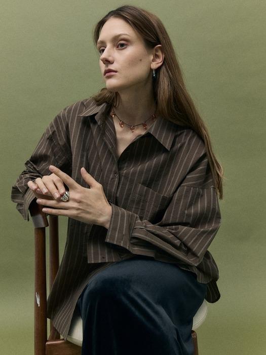 MORI STRIPE SHIRT - BROWN